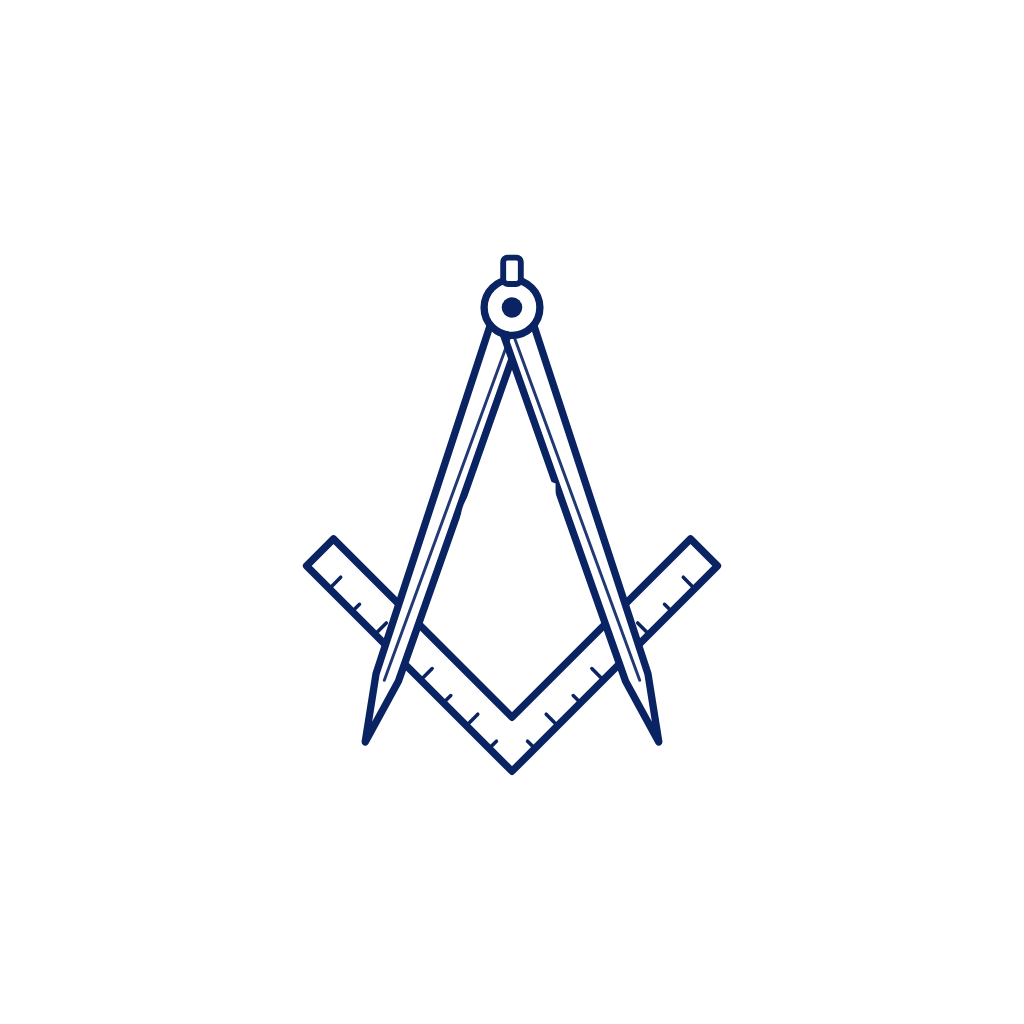 Prince Hall Affiliation seal with the Square and Compasses and the letter G